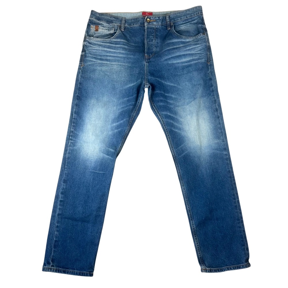 s.Oliver TUBC Regular Fit Mens Blue Medium Wash Button Fly Jeans 38x32‎ (38x30)